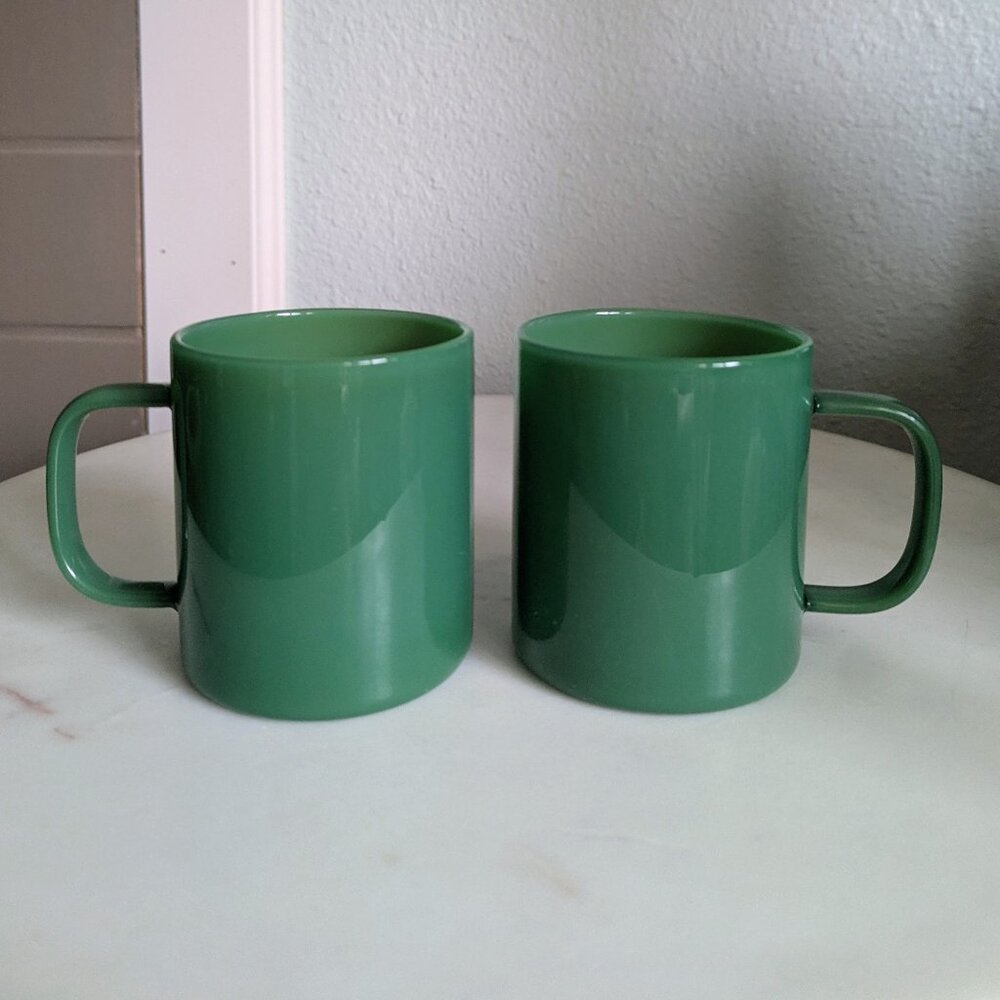Jade Green Glass Cups, Set of 2